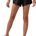 MCEDAR Girls Athletic Shorts with Liner, Quick-Dry Lightweight Active Workout Sports Running Shorts with Zip Pocket Black, Small