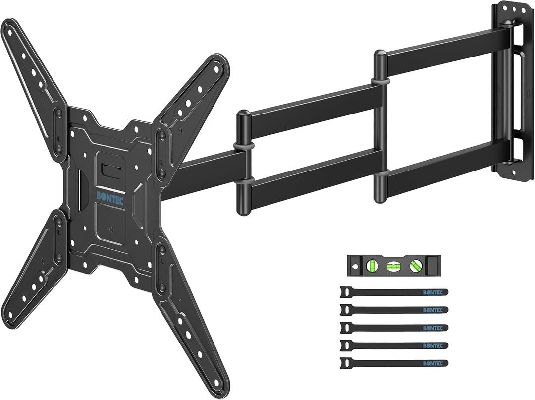 BONTEC TV Wall Mount for 2665 Inch Flat and Curved Screens with 37.4 Inch Long Extension, Full Motion Swivel Design, Heavy Duty Bracket for Corner or Monitor Setup, Max VESA 400x400, Holds 77 lbs
