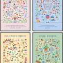 ALYAM STORE Disneyland Map Posters, Unframed 12x16 inches, Set of 4, Wall Art for Boys Room, Epcot, Magic Kingdom, Hollywood Studios, Animal Kingdom
