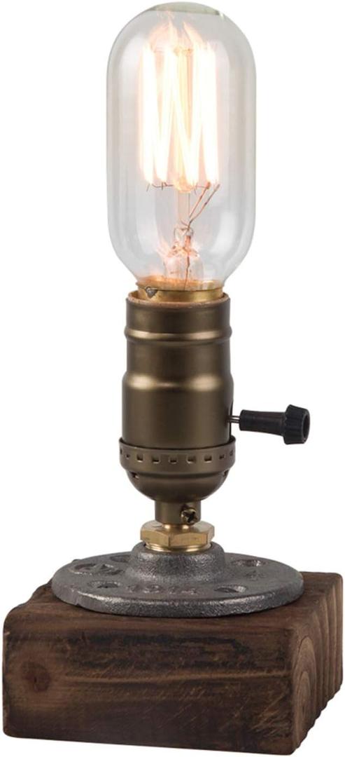 Vintage Table Lamp, Industrial Nightlight Steampunk Desk Lamp with E26 Antique Lamp Holder for Bedroom Living Room Home Art Display Cafe Bar Studio Antique Decor, Push Button(Without Bulb)