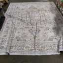 10x14 Area Rugs Living Room: Washable Boho Large Neutral Vintage Soft Rug Stain Resistant Farmhouse Non Slip Indoor Floor Carpet for Bedroom Nursery Kids Playroom Office Dining Room- Ivory Gray