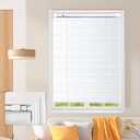 AURILOFT No Drill L-Shaped Vinyl Cordless Mini Blinds,White,34.5" Wx 64" H