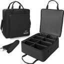 8 Par Spotlight Bag Stage Lighting Storage Bag 5/16'' Padded 8 Par Lights Bag with Dividers, Handle, Strap, Black