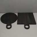 2 Pcs Acacia Wood Cutting Board with Handle 16'' Square and Round Charcuterie Chopping Board for Pizza Cheese Meat Decorative Black Wooden Serving Tray for Kitchen and Dining Room