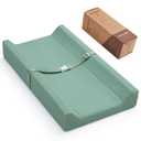 Blissful Diary Baby Changing Pad with Waterproof Lining Foam, Includes a Soft & Washable Cover, Contoured Changing Table Pads for Dresser Top with Non-Slip Bottom, 3216 (Green, Rectangular)