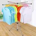 Collapsible Clothes Rack Foldable Portable Space Saving Clothes Drying Rack High Capacity Stainless Steel Laundry Drying Rack with 4 Branches