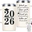 Lifecapido Graduation Gifts for Her 2026, Class of 2026 Insulated Mug with Keychain, Lid & Straw, High School College Masters Degree Graduation Gifts for Women Daugher Friends(20oz Cream)