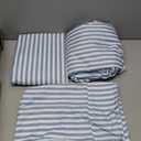 Lightweight Super Soft Easy Care Microfiber 4 Piece Bed Sheet Set With 14-inch Deep Pockets - Queen Size, Dusty Blue Pinstripe, Printed