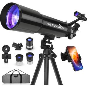 Telescope, Telescopes for Adults Astronomy, 80mm Aperture High Powered Refractor Telescope for Kids & Beginners, Magnification 180X, for Moon Observation with Phone Adapter & Carrying Bag