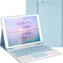 LAMA Wireless Keyboard Case with Touchpad for iPad 10.2" 9th 8th 7th Generation, Detachable Bluetooth Keyboard with Pencil Holder for iPad 10.2 Inch/iPad Air 10.5"(3rd Gen)/iPad Pro 10.5 in, Blue