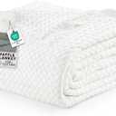 Utopia Bedding White 100% Cotton Waffle Blanket 300 GSM [Twin - 90x72 Inch] Soft Lightweight Breathable Dorm Bed Blanket for All Season