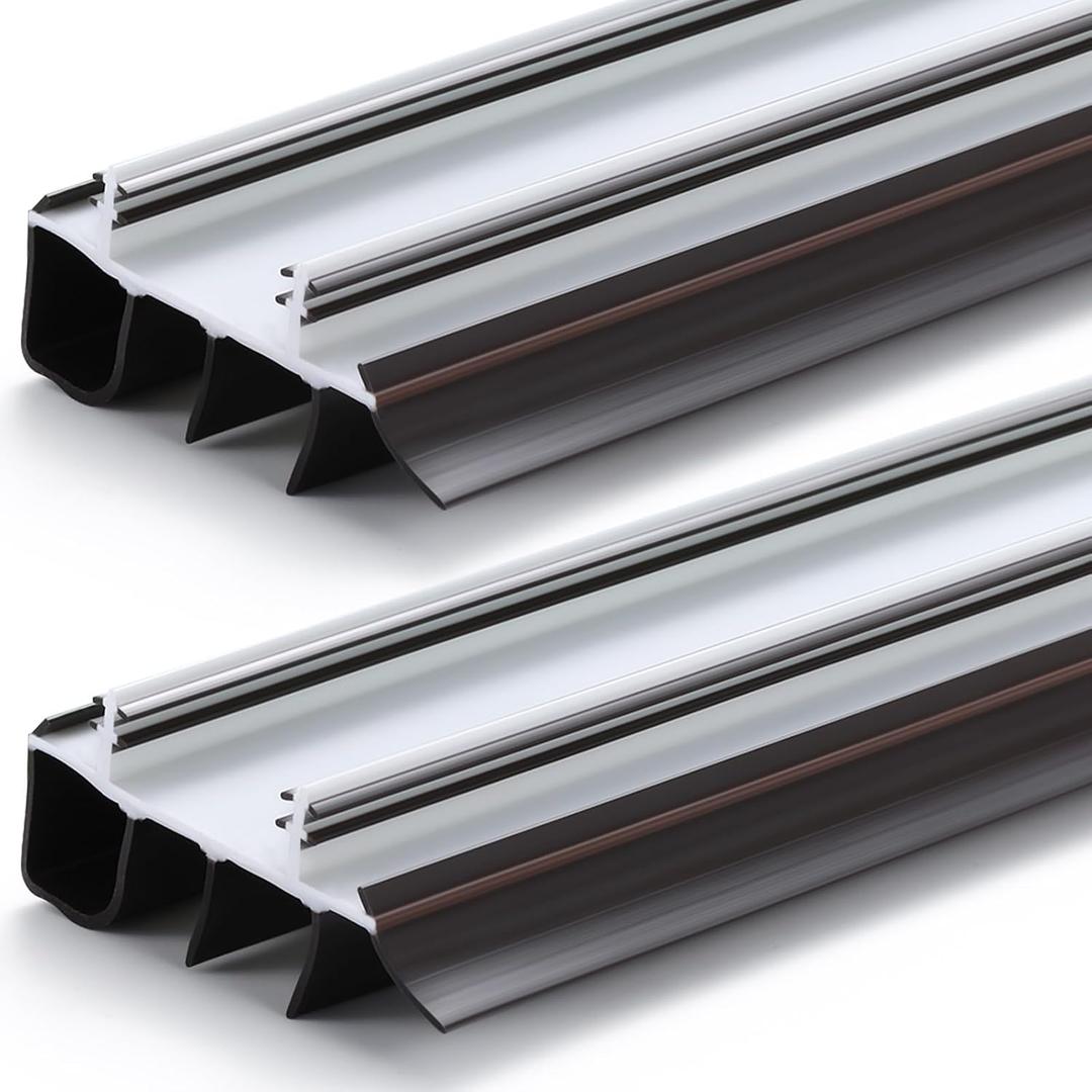 Briwooody 2 Pack 36" Replacement Door Sweep Hardware Double Bubble Kerf Door Sweep Door Bottom with Vinyl Fins Weather Stripping Door Seal for Bottom of Door Exterior, Weatherproof Design