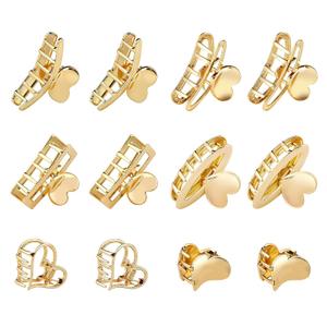 12Pcs Small Gold Hair Clips for Women Cute Metal Mini Heart Hair Claw Clip for Girls Hair Clips for Thick Thin Hair, Girls Teens Hair Accessories