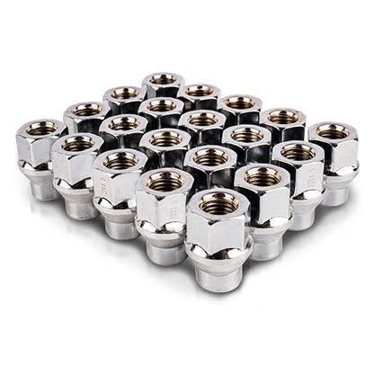 Set of 100 7/ 16" x20 Extra Thread Lug Nuts, 1.42" Tall 3/ 4" Hex Conical Seat Lug Nuts, Chrome