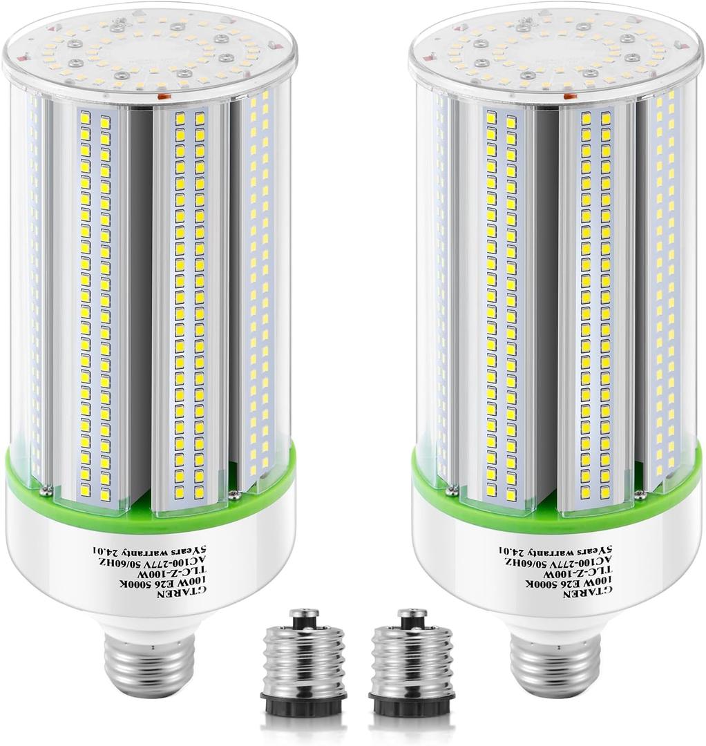 2-Pack 100W LED Corn Bulbs,5000K,AC110-277V,14000lm,E26/E39 Base,LED Replacement Metal Halide HID CFL for Commercial Industrial Lighting Warehouse High Bay Light Fixture Garage Workshop