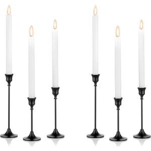 Nuptio Black Candle Holder Candlestick Holders Candle Sticks Holder Tapered Candle Holder Gothic Taper Candle Holders for Halloween Christmas Party Mantel Dinner Home Decoration 2 Sets(6 Pcs)