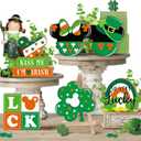 8 Pcs St Patricks Day Tiered Tray Decor Set, Lucky Shamrock Clover Wood Tray Decorations, Irish So Very Lucky Rainbow Decorative Wooden Signs, Spring Farmhouse Rustic Shelf Table Home Decor