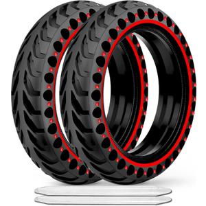 2-Pack 50/75-6.1 Scooter Tires Tubeless, Upgrade Your Ride with 8.5x2 Airless Tires, 8 1/2 x2 Replacement Tyres Compatible with Gotrax GXL V2/XR/APEX, Hiboy S2, etc, Puncture-proof (WITH TOOLS (City Series), Red)