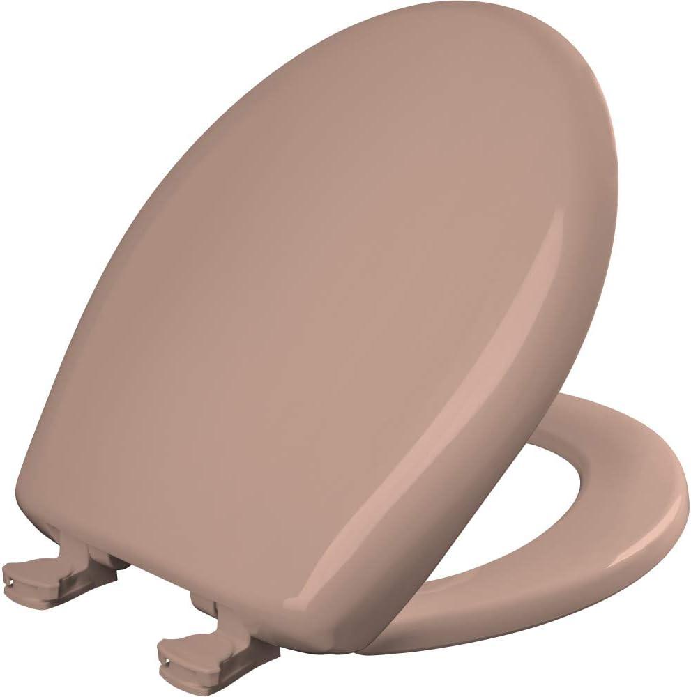 Bemis Classic Colors Slow Close Toilet Seat, Easy Clean Hinges and Durable Plastic Seat, Made in USA, Round, Wild Rose