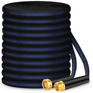 Garden Hose 100ft, Non-Expanding Water Hose, 8 Function Nozzle, Flexible Ultra-Light, Anti-Kink, Wear-Resistant, Portable, Easy Storage, Hose with 3/4 for Outdoor, Garden, Yard, Black Dark Blue