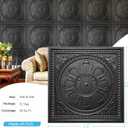 STICKGOO Drop Ceiling Tiles 24"x24", PVC Panels Plastic Ceiling Tiles Waterproof Reusable, Covers 48 Sq.Ft., Baroque Decorative Tiles for Home & Commercial Use (Pack of 12, Black)