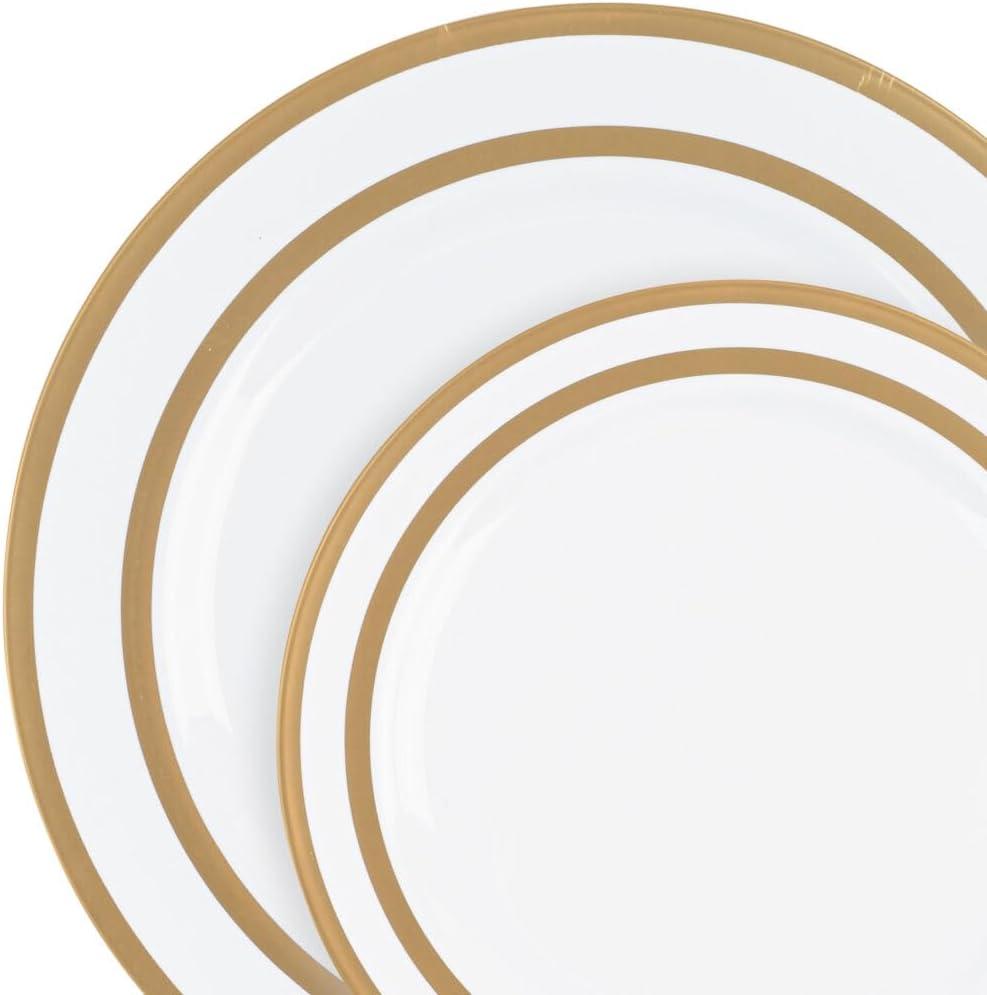 Symmetry Plates White/Gold Combo, Case of 128 (4 packs x 32)