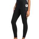 Colorfulkoala Women's High Waisted Tummy Control Workout Leggings 7/8 Length Yoga Pants with Pockets (S, Black)