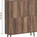 Shoe Cabinet Storage, Modern Freestanding Organizer with 2 Flip Drawers, Narrow Shoe Rack for Entryway, Walnut