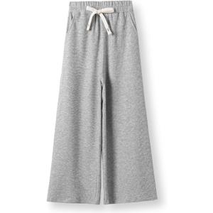 Girls Wide Leg Sweatpants Straight Leg Jogger Sweatpants Kids High Waist Baggy Loose Pants with Drawstring (5-6 Years, Light Grey 2)