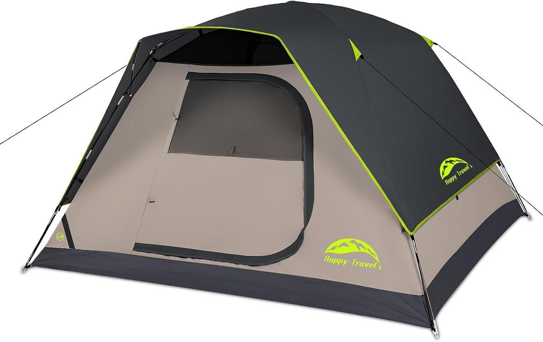 Happy Travel Camping Tent, 4/6 Person Dome Tents for Camping with Rainfly, Waterproof Clip Easy Setup Portable Family Tent with Mesh Windows, 20% More Headroom Backpacking Tents for Camping & Hiking (4 Person)