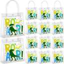 Reallnaive 24 Pcs Dinosaur Goodie Bags Plastic Clear Gift Tote Bags with Handles Dinosaur Themed Party Favor Goodie Holder PVC Handbags for Party Supplies Birthday Treat, 5.9 x 6.3 x 2.7''(Letter)