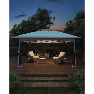 Garveelife Pop Up Gazebo 12x12, Canopy Tent with Mosquito Netting, One Push Setup for Backyard Patio Garden with 4 Sand Bags- Blue