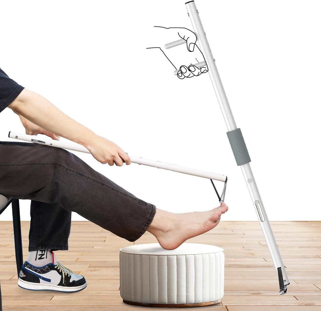 Long Handled Toenail Clippers4mm Large Opening/No Need to Bendingfor Seniors, Overweight, Disabled and Pregnant.(34" / White)