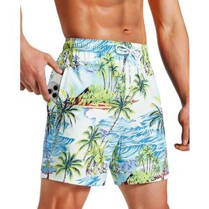 Milin Naco Mens Swim Trunks 5 inch Board Shorts with Zipper Pockets Bathing Suit Mesh Lining Swimsuit Quick Dry, Size: M