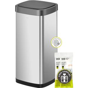 EKO EcoSmart Tall and Large Kitchen Trash Can, 80L/21.1G High Capacity, Touchless Soft Square Motion Sensor Garbage Can, Brushed Stainless Steel