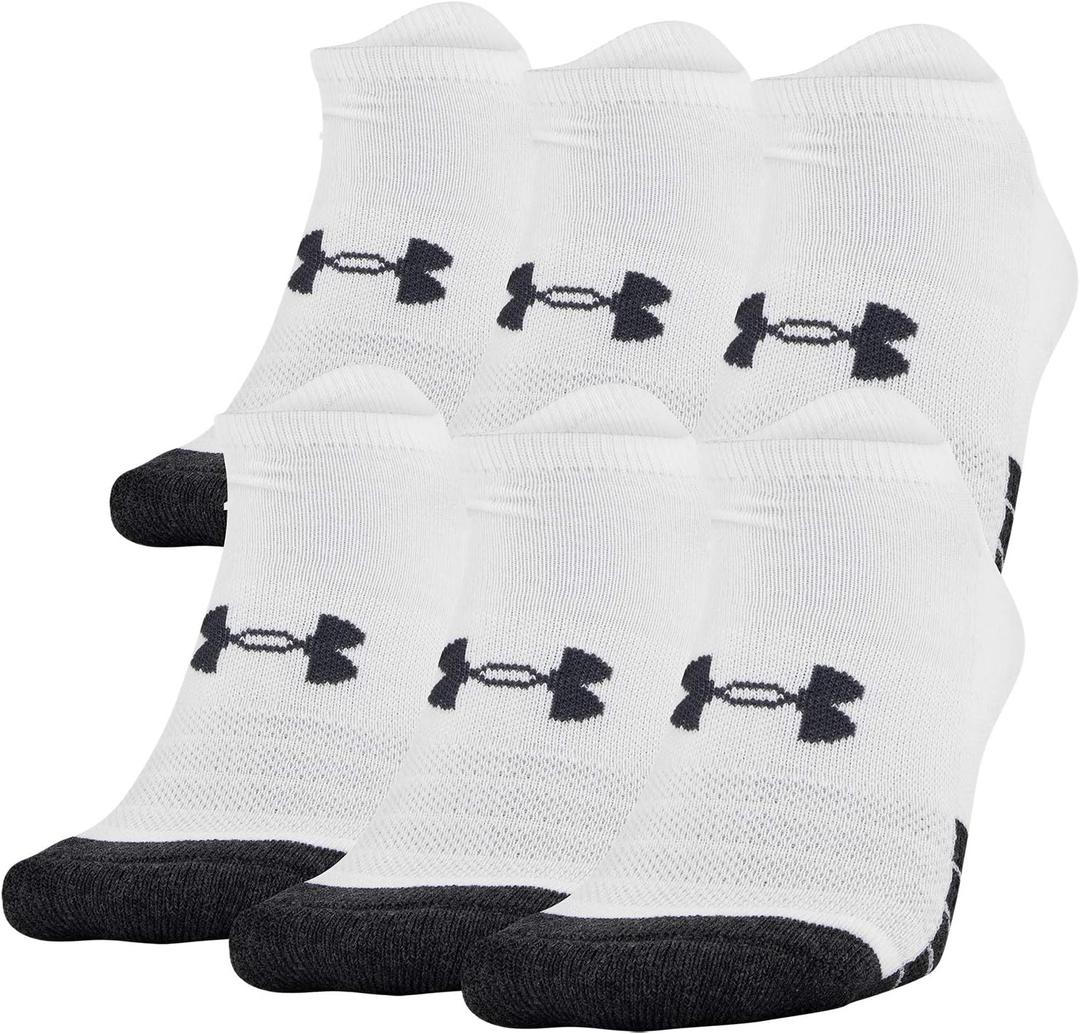 Under Armour Adult Performance Tech No Show Socks, Multipairs , White (6-Pairs) , Medium