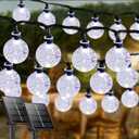 LORRYTE White 2-Pack 100 LED 64FT Crystal Globe Solar Lights Outdoor, Waterproof Solar String Lights Outdoor Decorative with 8 Lighting Modes for Christmas Decorations Garden Wedding Party Tree
