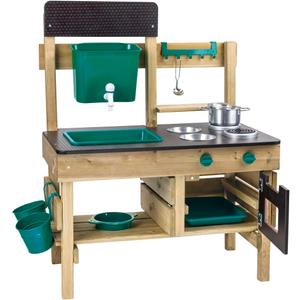 Hape Outdoor Kitchen | Mud Kitchen Wooden Toy Playset with Accessories, for Children Ages 3+ Years, 39 inches x 30.3 inches x 18 inches