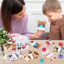 3 x 28 Pack Huggable Animal Valentine Cards + Heart Squishy Balls - 7 Animal Designs (Monkey/Panda/Lion) + 4 Colored Slow-Rebound Hearts, Interactive Valentine Exchange Gifts for Classroom & Party Favors