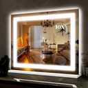 ROLOVE 22x19 Inch Lighted Vanity Mirror, Large LED Makeup Mirror with 3 Color Modes, Dimmable Touch Control, Wall Mount & Tabletop, with Detachable 10X Magnification Mirror, White