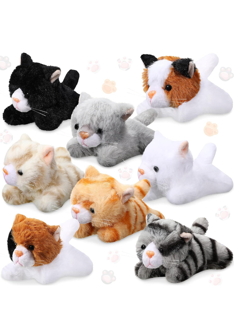 Sumind 8 Pcs Plush Pets 5 Inch Stuffed Animals Bulk Cute Assorted Plush Cats Horse Animals for Graduation Halloween Pet Party Favors Supplies Decor