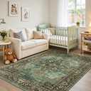 8x10 Green Brown Large Area Rugs for Living Room, Boho Washable Rug