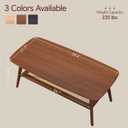 Coffee Table Small Solid Wood Center Table Mid Century Vintage Living Room Coffee Table, Walnut Rattan 39.37 Inch