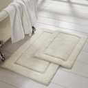 Modern Threads 2-Pack Solid Loop with Non-Slip Backing Bath Mat Set 17-inch by 24-inch/21-inch by 34-inch, Ivory