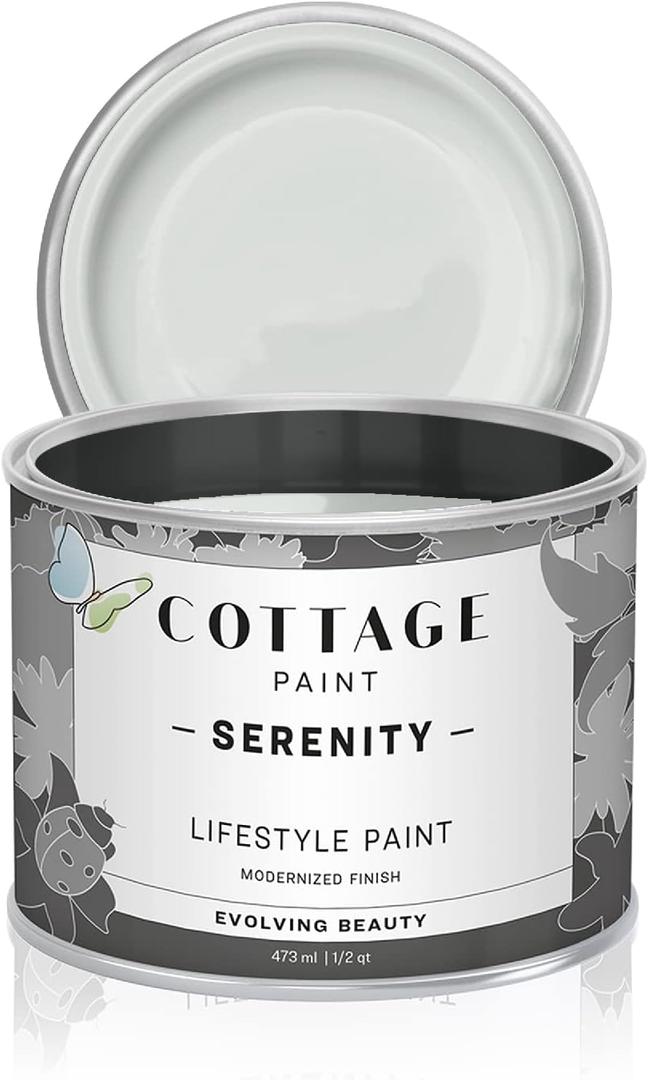 Serenity Silk All-in-One Mineral Chalk Paint for Furniture, Home Decor, Cabinets and DIY Crafts - Built-in Topcoat - (16oz, Shoreline)