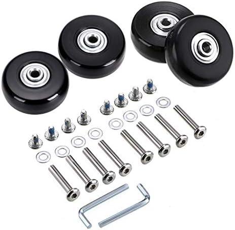 OwnMy 50mm x 18mm Set of 4 Luggage Suitcase Replacement Wheels, Rubber Swivel Caster Wheels Bearings Repair Kits (Black)