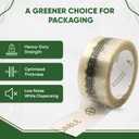 Biodegradable Packing Tape | Plant-Based Cellulose Packaging Tape | Heavy Duty All-Purpose Adhesive for Shipping, Moving, Office, Crafts | Easy-Tear, Low-Noise, Clear - 3pk 1.93 in x 70 yds