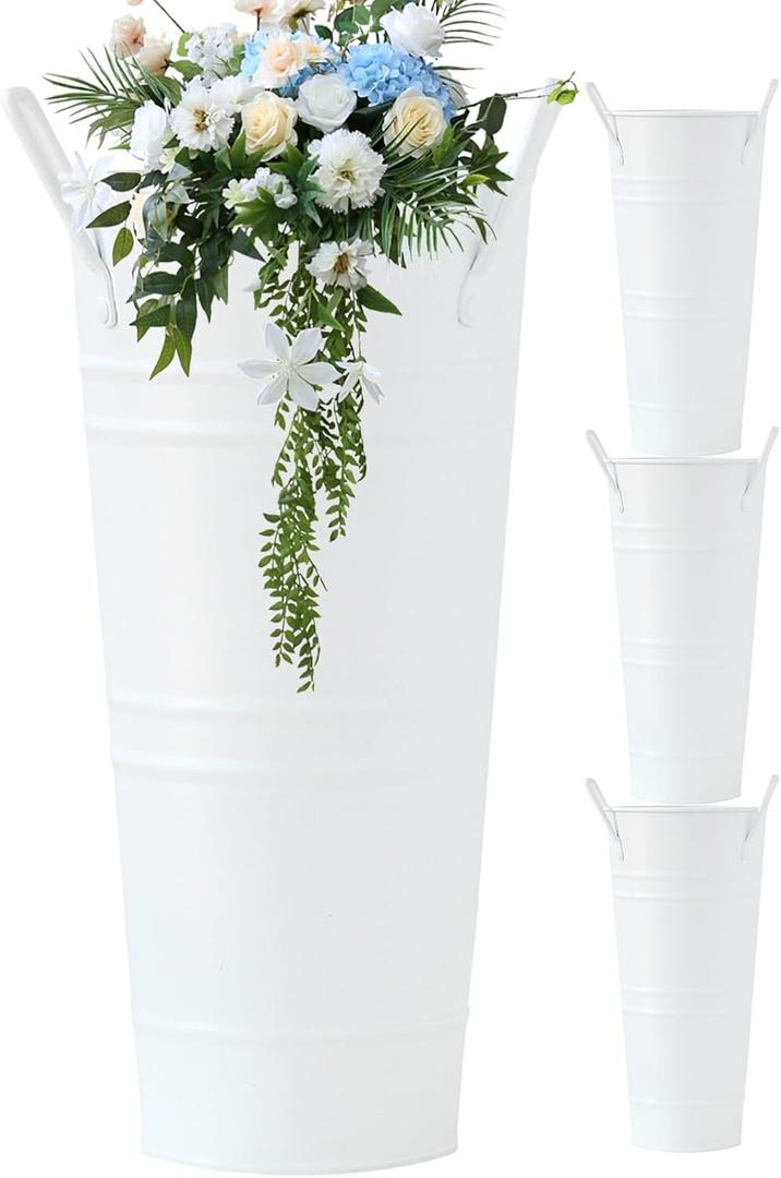 6-Piece Decorative Galvanized Metal Tall Vases