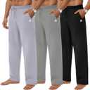 Neer 2 Pack Men's Wide Leg Pants Lightweight Sweatpants Lounge Loose Fit Casual Open Bottom Drawstring Pajama with Pockets, XL