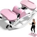 Rock Stepper Side to Side Low Impact Stair Stepper, Side Steppers for Exercise at Home with Resistance Bands & Non-Slip Mat  Exercise Step Balance Board Workout Equipment for Apartment & Living Room (Pink)